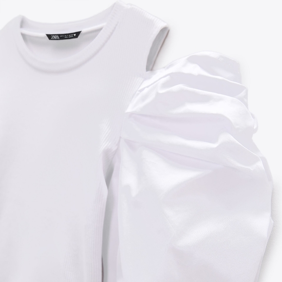 BNWT Zara Contrasting Top Oyster White size M - Picture 3 of 3